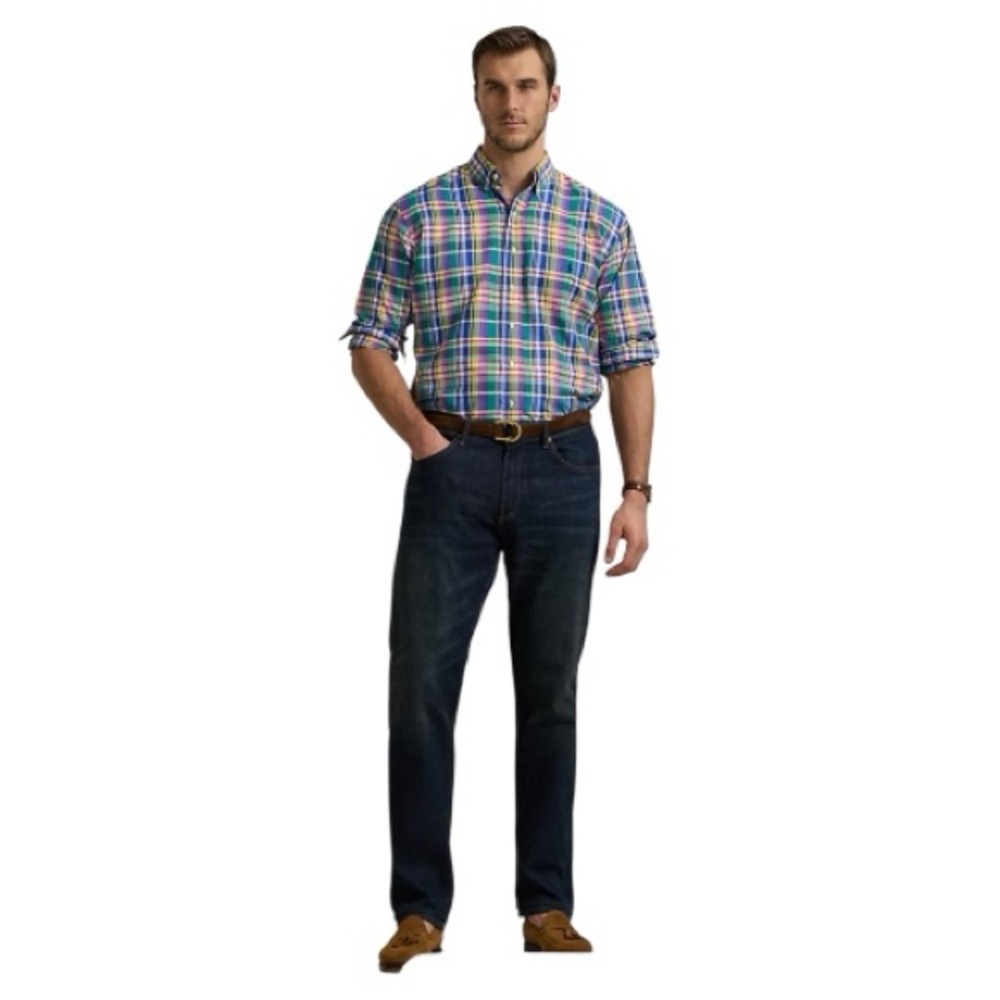 💙 Ralph Lauren Men’s Classic Fit Madras Plaid Button-Down Shirt l Size L